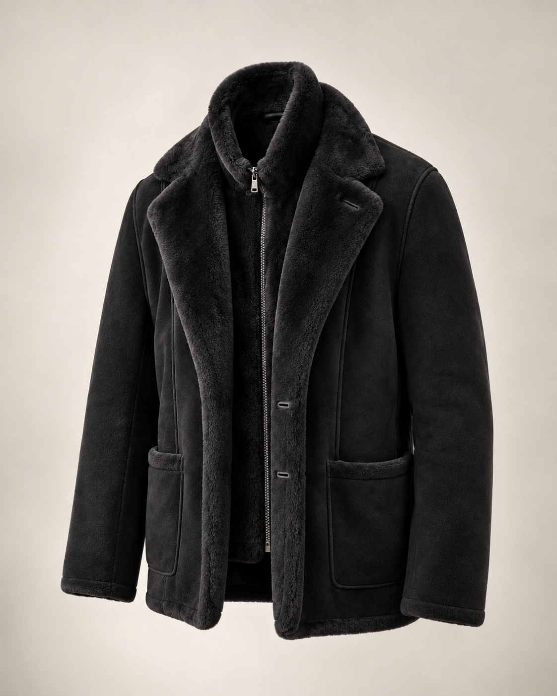 The Mayfair Shearling Blazer in Black
