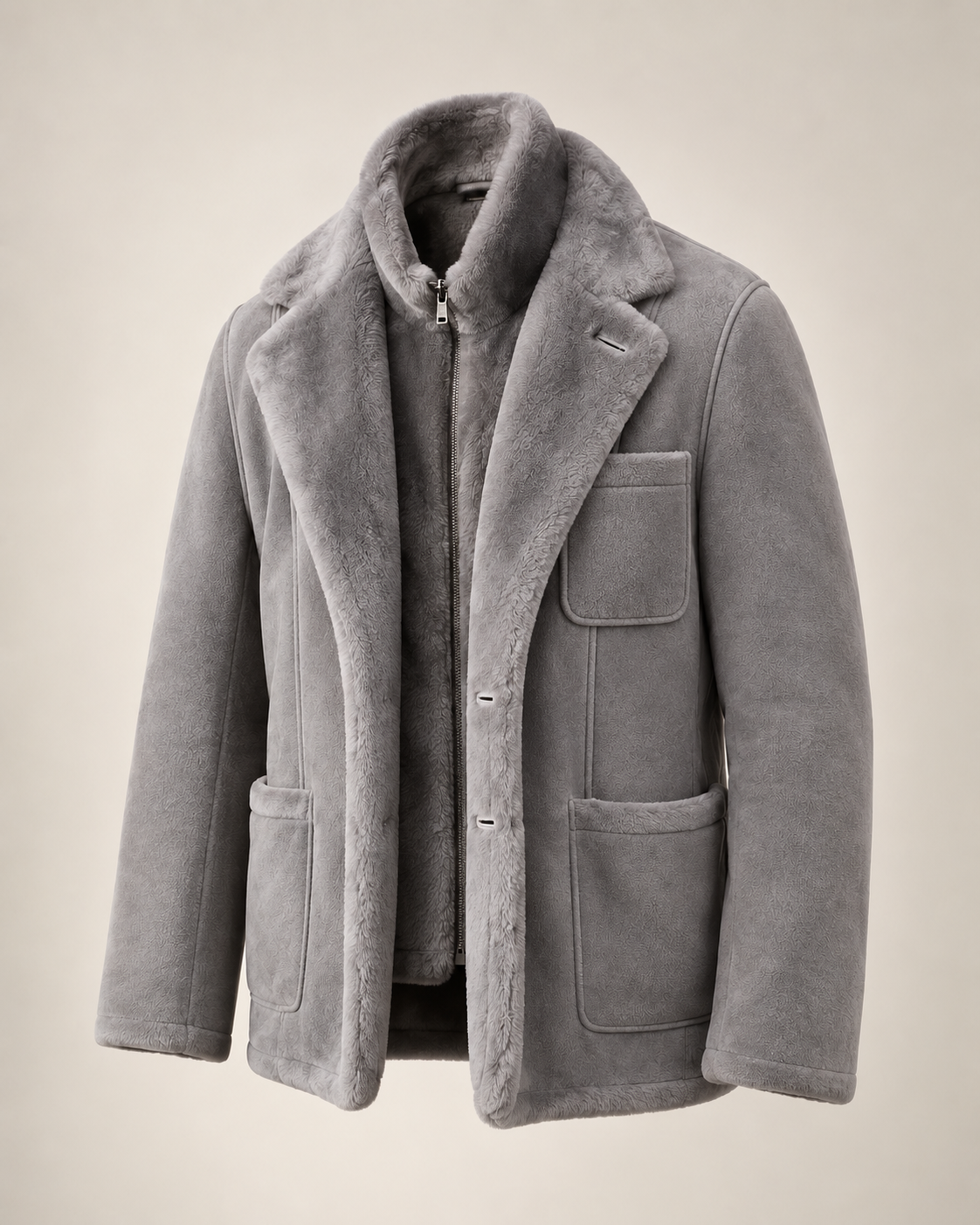 The Mayfair Shearling Blazer in Grey